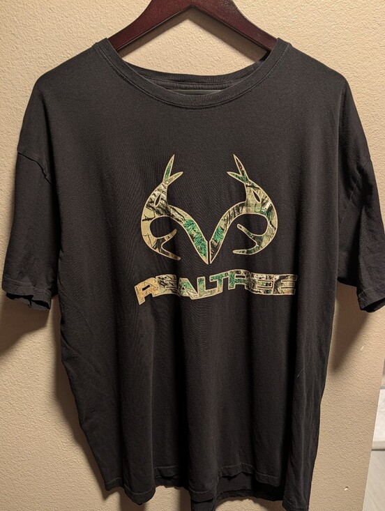 Realtree Other - Realtree Black T-Shirt with Green Camo Antler Logo Hunting Casual Men's Size XL